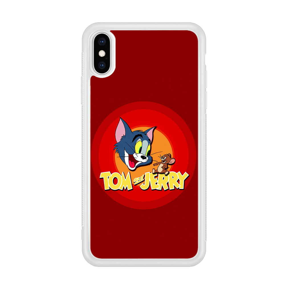 Tom and Jerry Red iPhone Xs Case-Phone Case-Rubber White (2D Case)-Altracase
