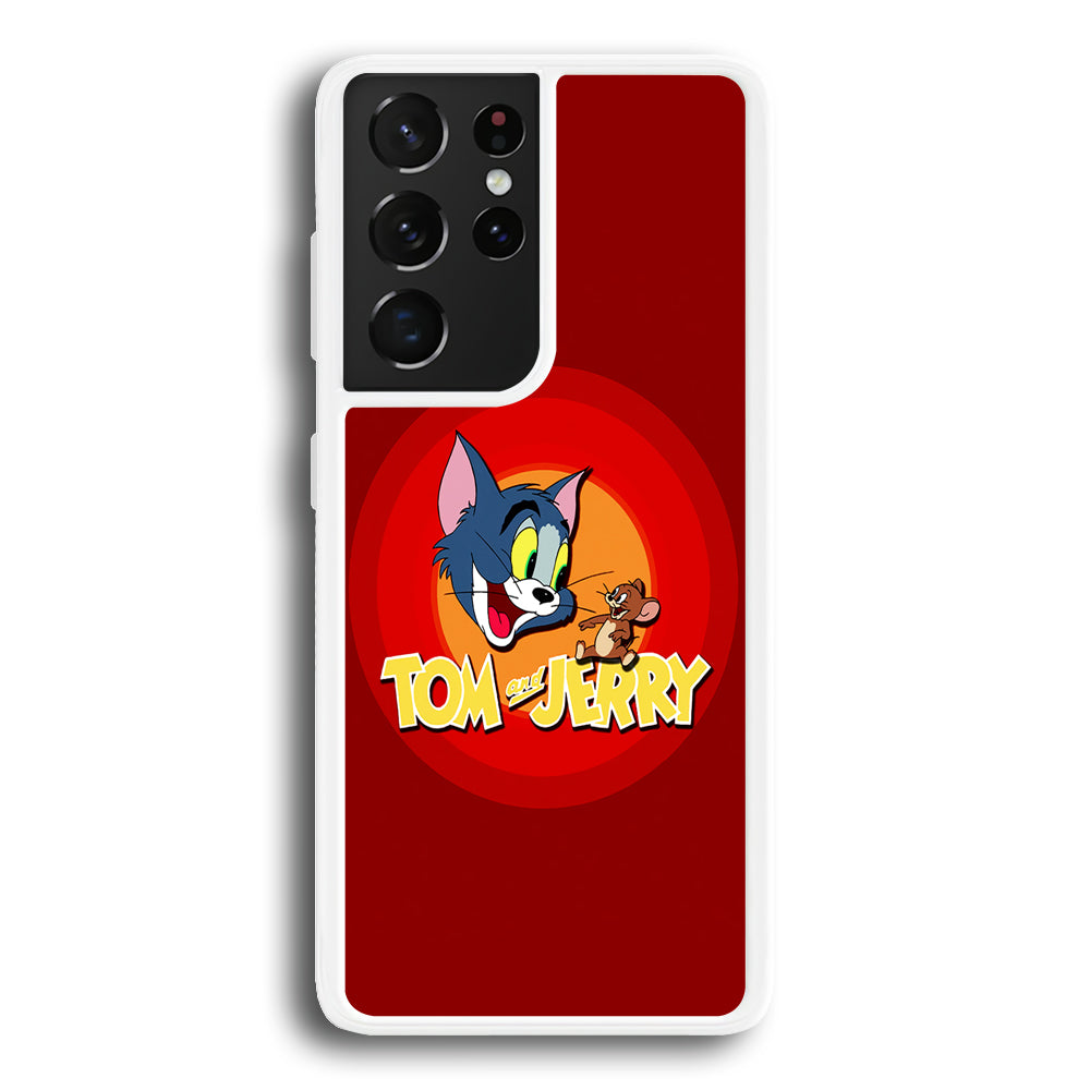 Tom and Jerry Red Samsung Galaxy S24 Ultra Case-Phone Case-Rubber White (2D Case)-Altracase