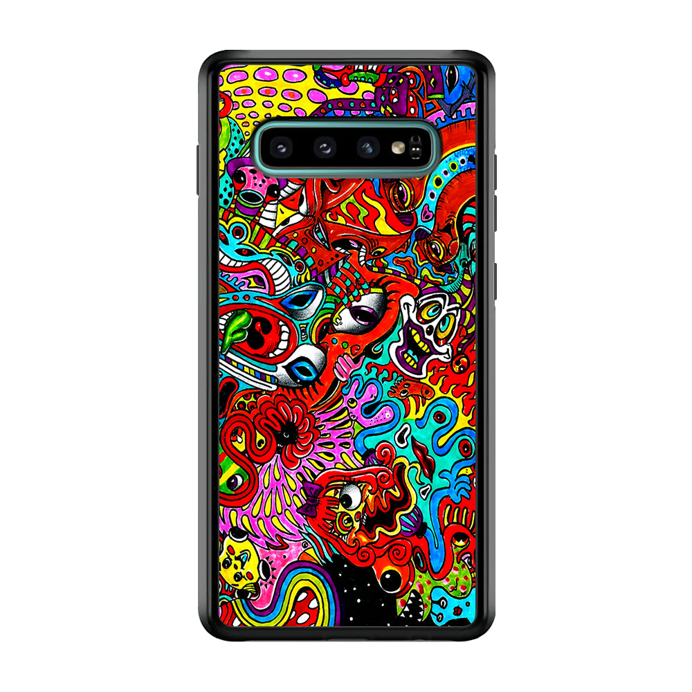 Trippy Aesthetic Colorful Samsung Galaxy S10 Case-Phone Case-Rubber Black (2D Case)-Altracase
