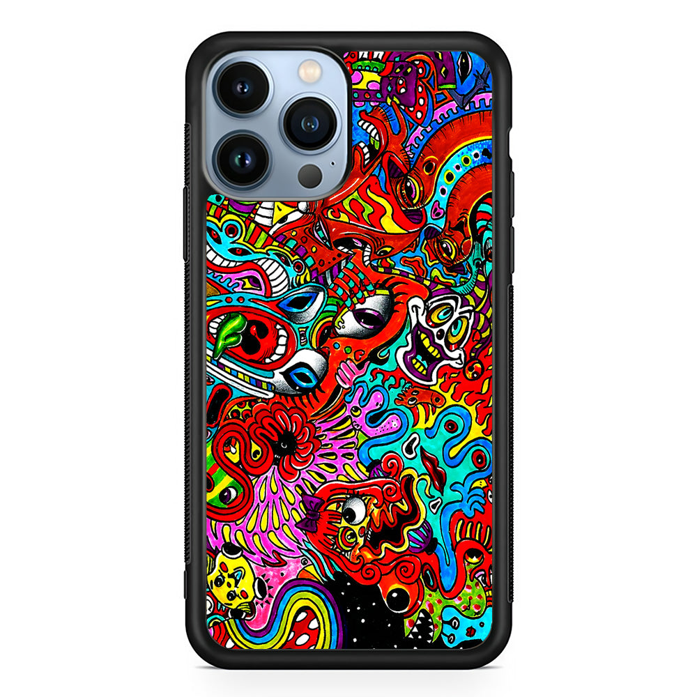 Trippy Aesthetic Colorful iPhone 15 Pro Max Case-Phone Case-Rubber Black (2D Case)-Altracase