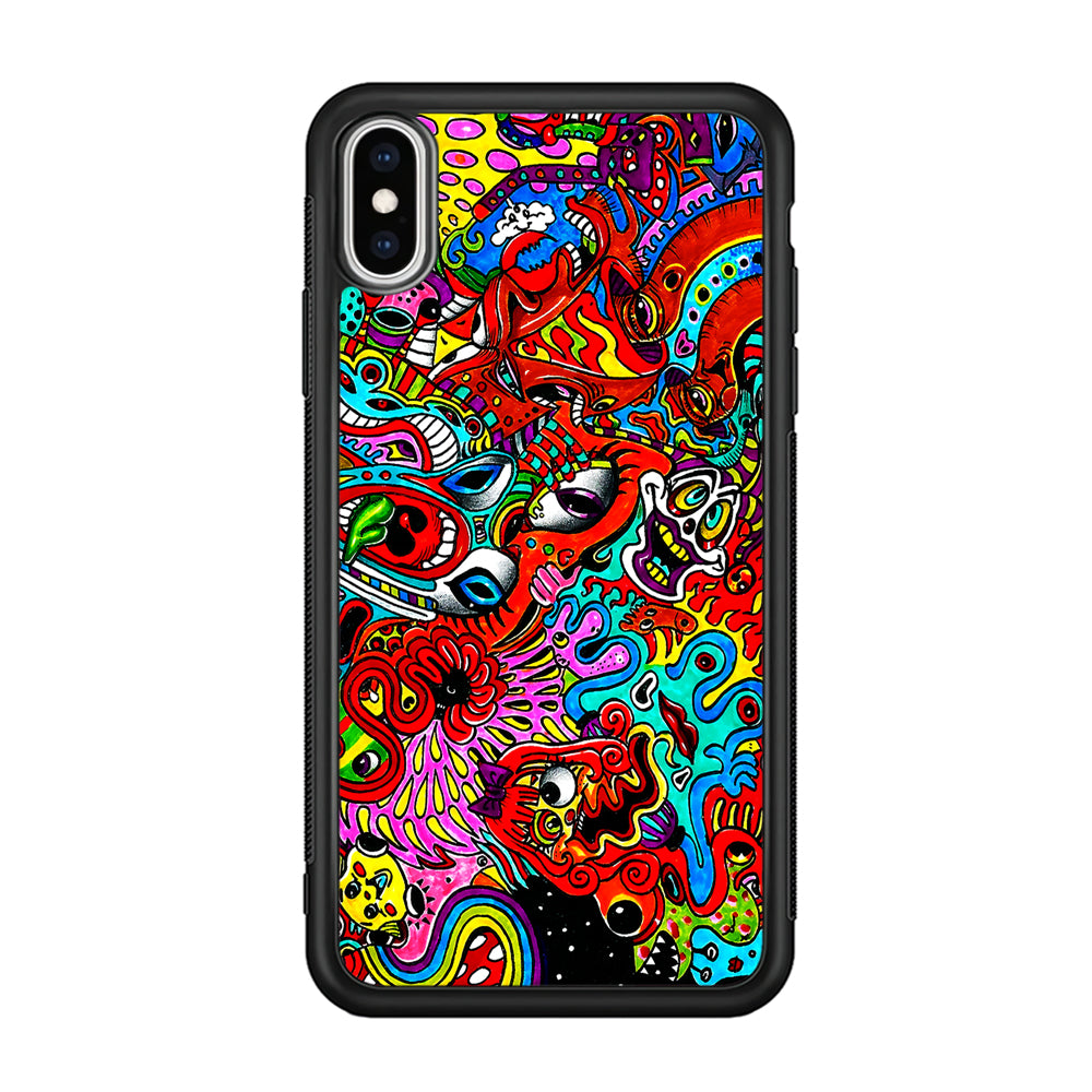 Trippy Aesthetic Colorful iPhone Xs Case-Phone Case-Rubber Black (2D Case)-Altracase