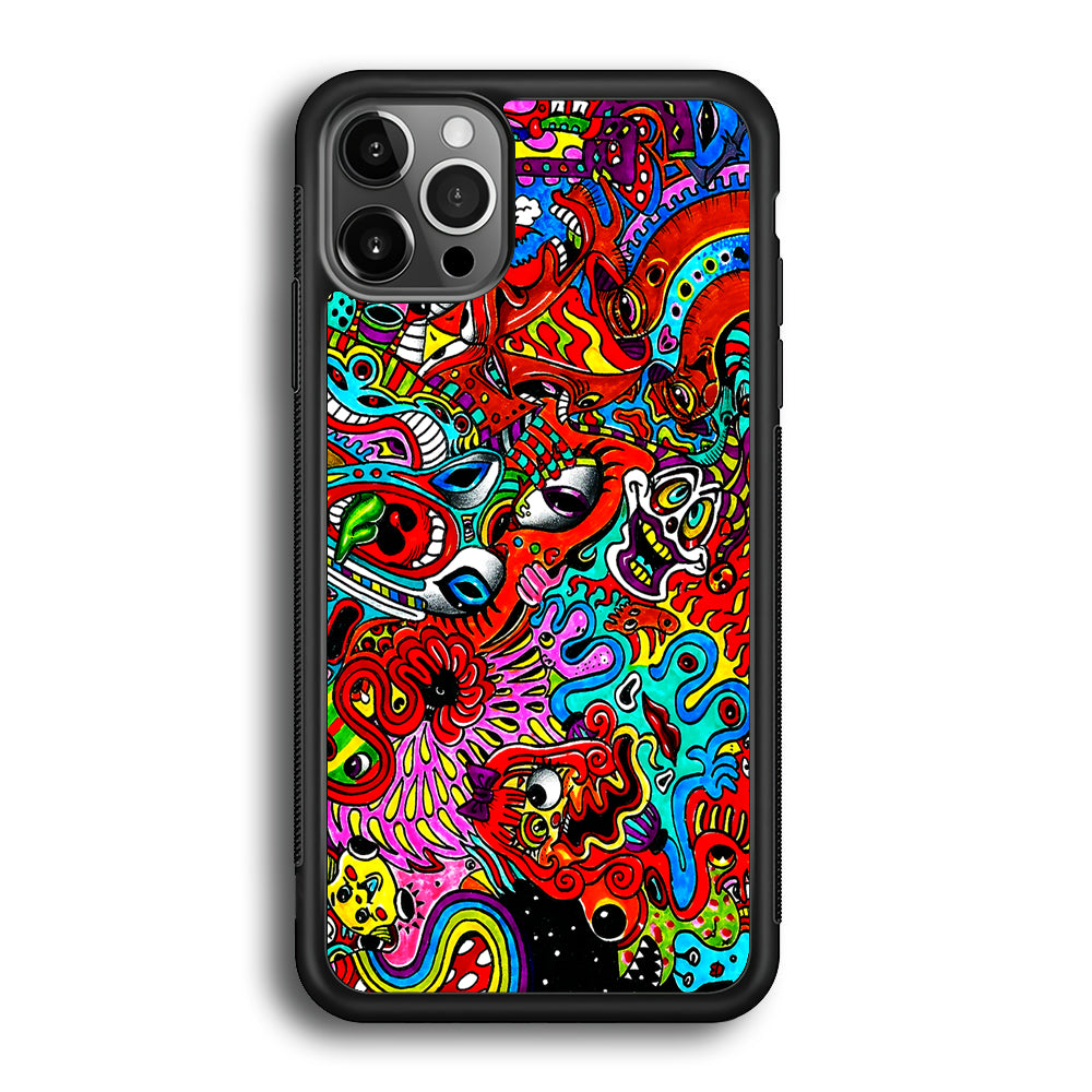 Trippy Aesthetic Colorful iPhone 12 Pro Max Case-Phone Case-Rubber Black (2D Case)-Altracase