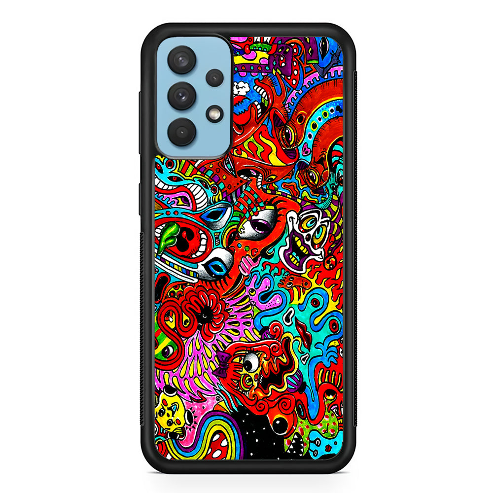 Trippy Aesthetic Colorful Samsung Galaxy A32 Case-Phone Case-Rubber Black (2D Case)-Altracase
