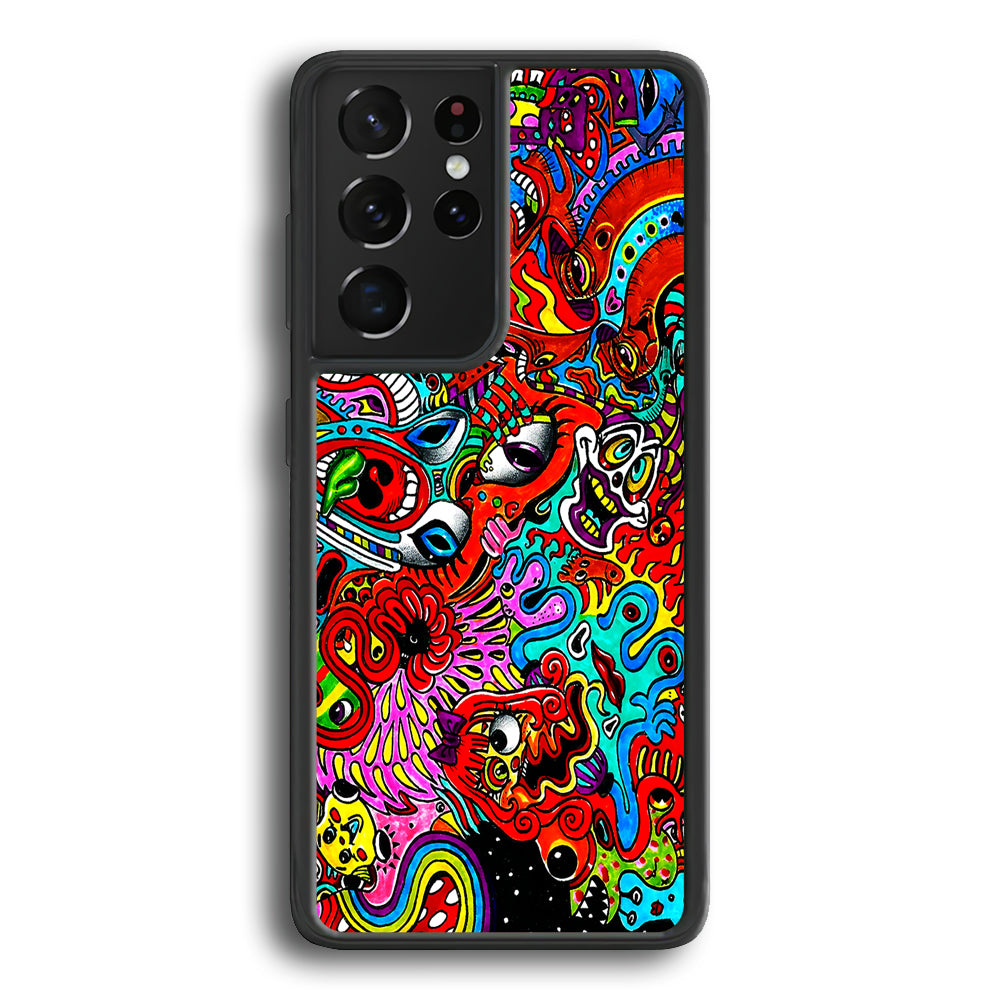 Trippy Aesthetic Colorful Samsung Galaxy S21 Ultra Case-Phone Case-Rubber Black (2D Case)-Altracase