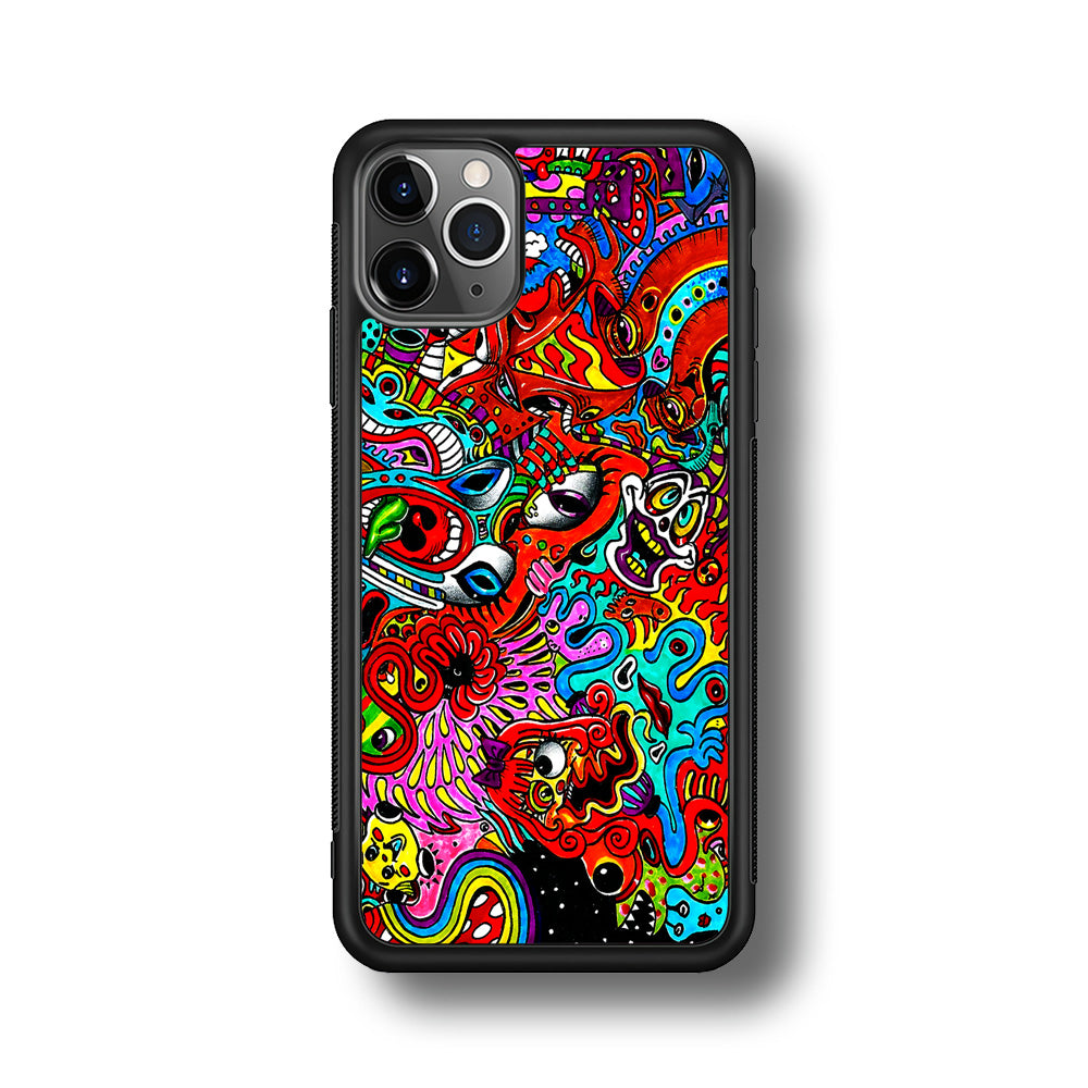 Trippy Aesthetic Colorful iPhone 11 Pro Max Case-Phone Case-Rubber Black (2D Case)-Altracase