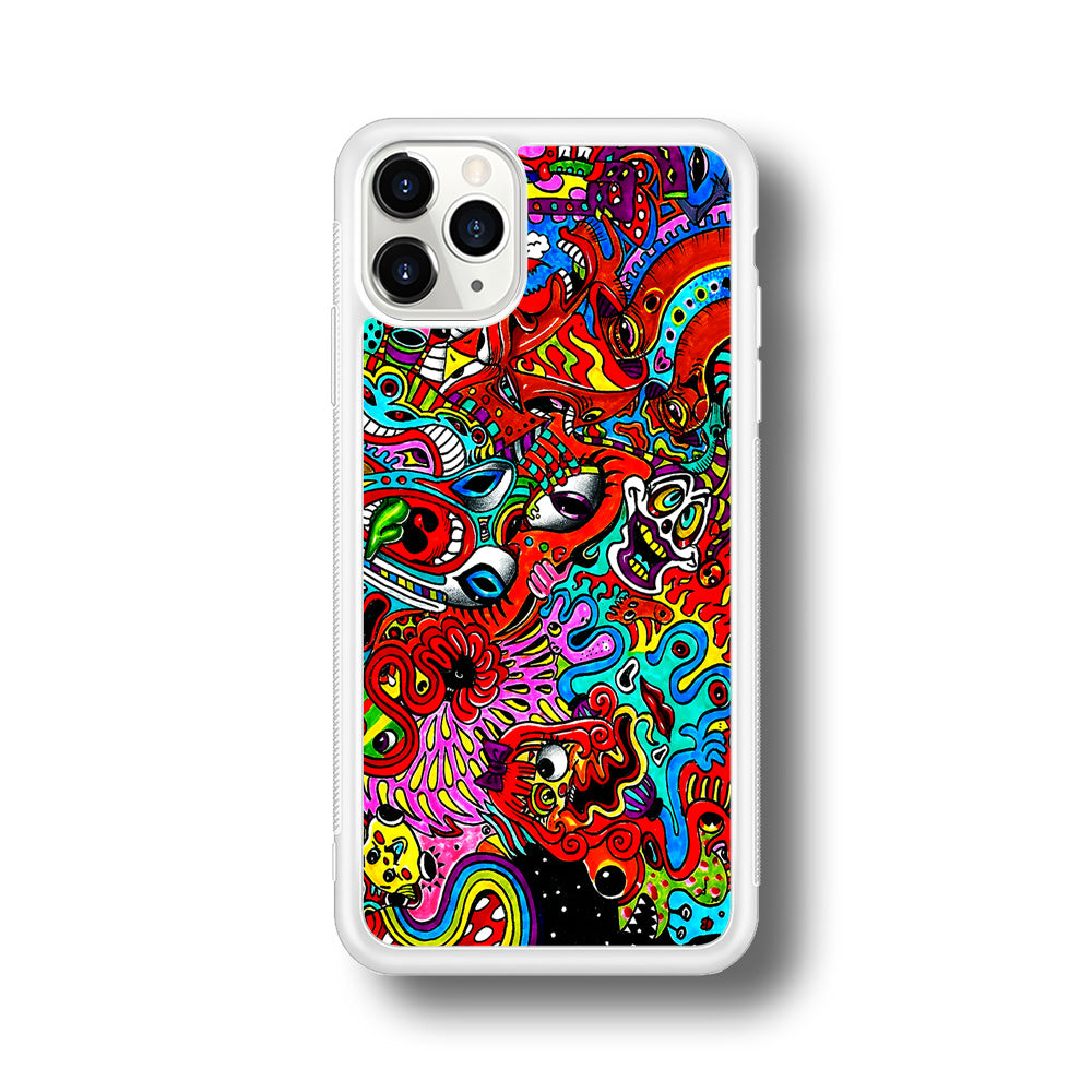 Trippy Aesthetic Colorful iPhone 11 Pro Max Case-Phone Case-Rubber White (2D Case)-Altracase