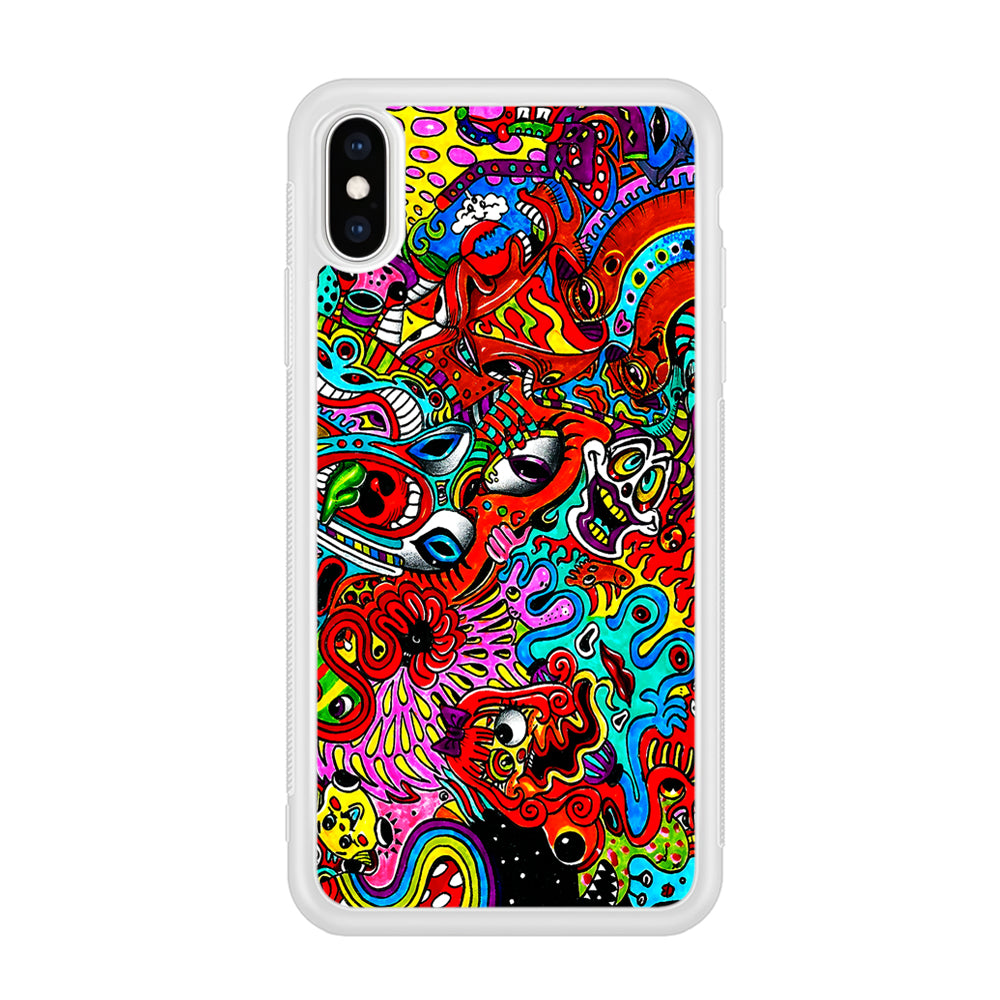 Trippy Aesthetic Colorful iPhone Xs Case-Phone Case-Rubber White (2D Case)-Altracase