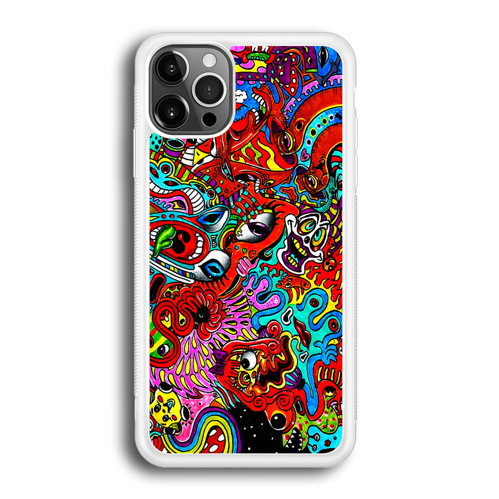 Trippy Aesthetic Colorful iPhone 12 Pro Max Case-Phone Case-Rubber White (2D Case)-Altracase