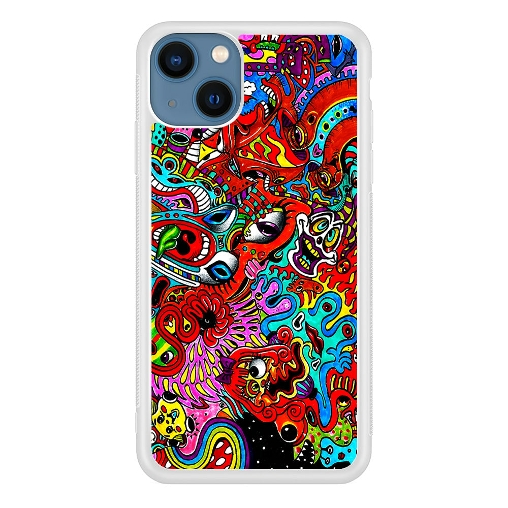 Trippy Aesthetic Colorful iPhone 13 Mini Case-Phone Case-Rubber White (2D Case)-Altracase
