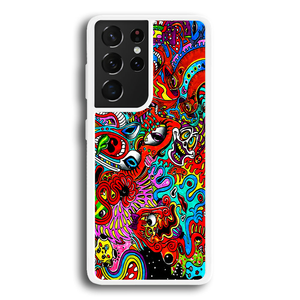 Trippy Aesthetic Colorful Samsung Galaxy S21 Ultra Case-Phone Case-Rubber White (2D Case)-Altracase