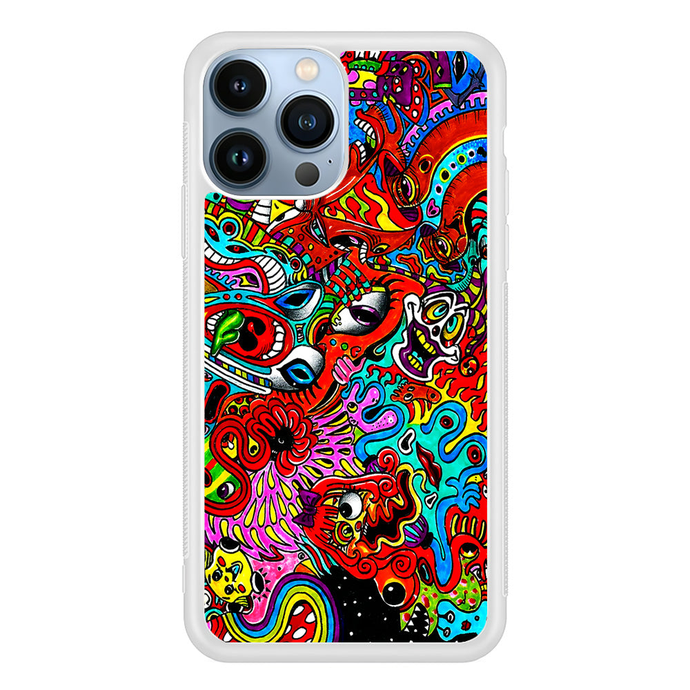 Trippy Aesthetic Colorful iPhone 15 Pro Max Case-Phone Case-Rubber White (2D Case)-Altracase