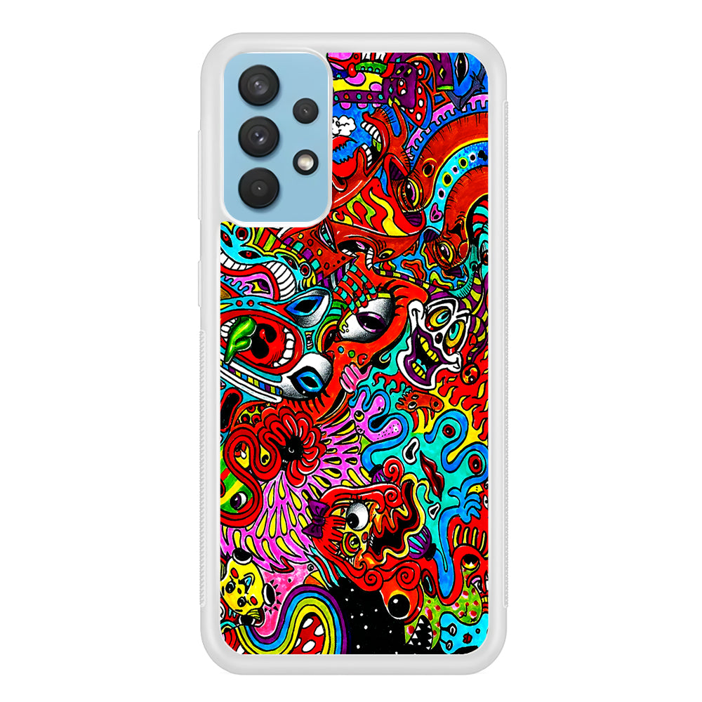 Trippy Aesthetic Colorful Samsung Galaxy A32 Case-Phone Case-Rubber White (2D Case)-Altracase