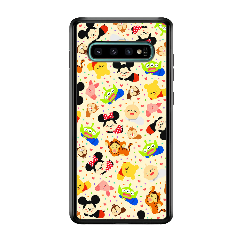 Tsum Tsum Cute Cartoon Samsung Galaxy S10 Case-Phone Case-Rubber Black (2D Case)-Altracase