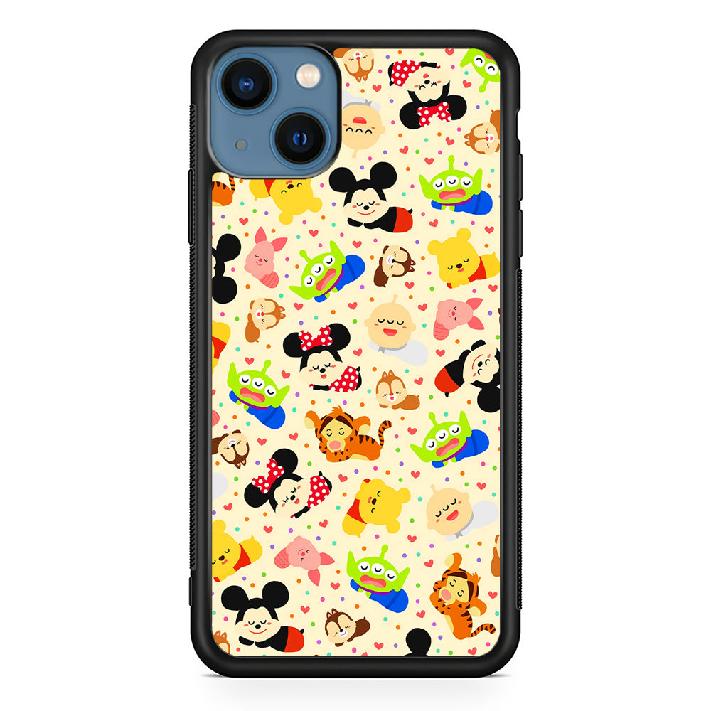 Tsum Tsum Cute Cartoon iPhone 13 Mini Case-Phone Case-Rubber Black (2D Case)-Altracase