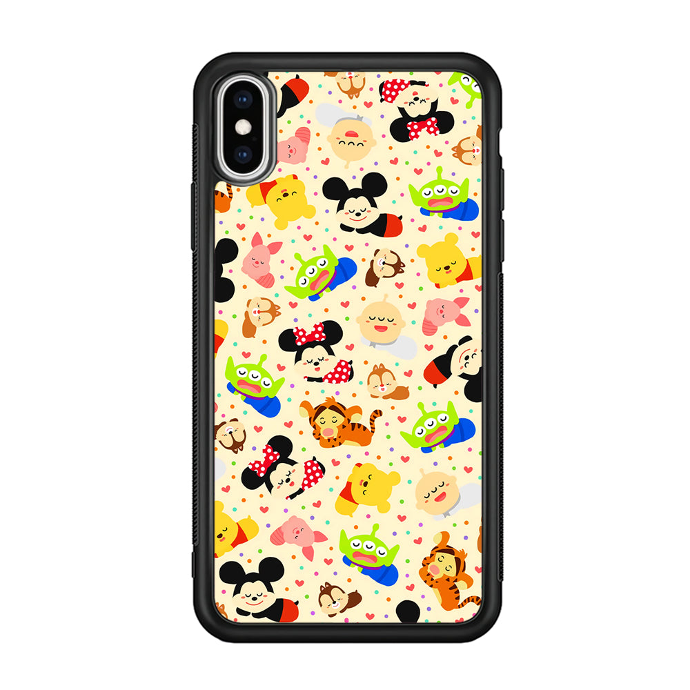 Tsum Tsum Cute Cartoon iPhone Xs Case-Phone Case-Rubber Black (2D Case)-Altracase