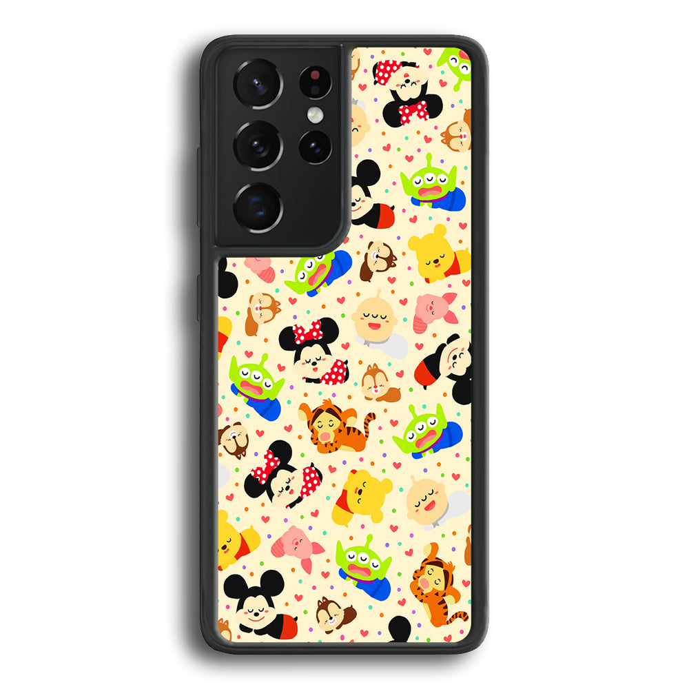 Tsum Tsum Cute Cartoon Samsung Galaxy S21 Ultra Case-Phone Case-Rubber Black (2D Case)-Altracase