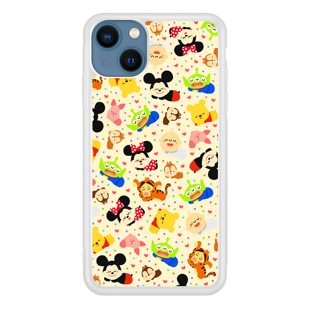 Tsum Tsum Cute Cartoon iPhone 13 Mini Case-Phone Case-Rubber White (2D Case)-Altracase