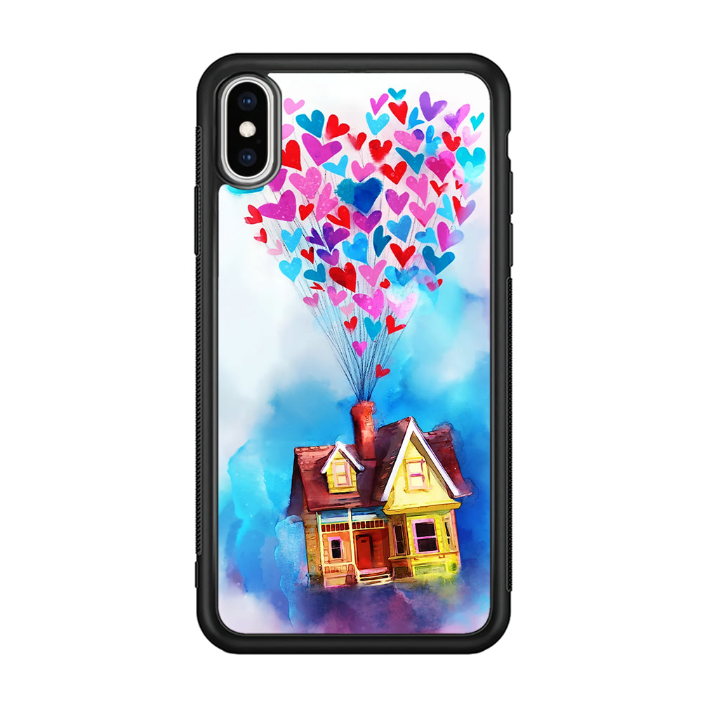 UP Flying House Painting iPhone Xs Case-Phone Case-Rubber Black (2D Case)-Altracase