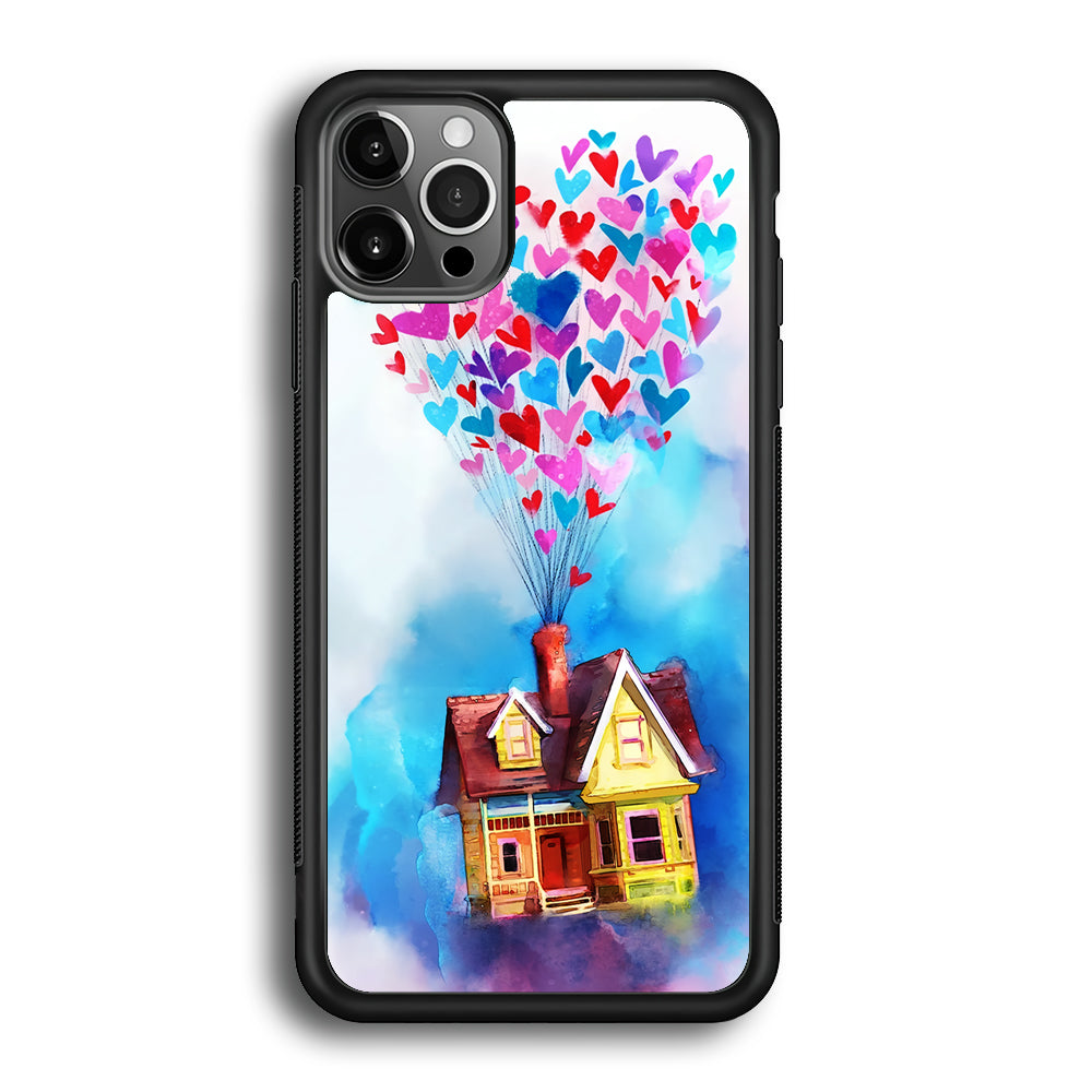 UP Flying House Painting iPhone 12 Pro Max Case-Phone Case-Rubber Black (2D Case)-Altracase