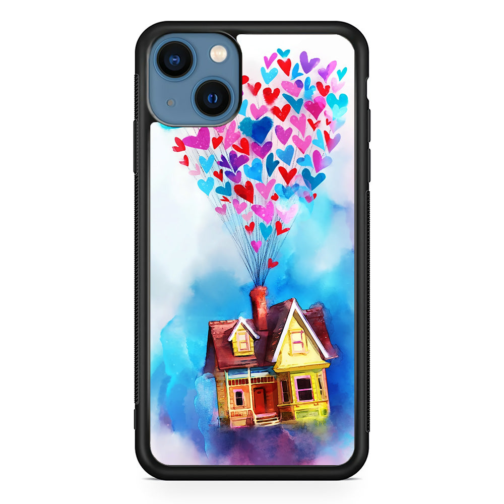 UP Flying House Painting iPhone 15 Plus Case-Phone Case-Rubber Black (2D Case)-Altracase