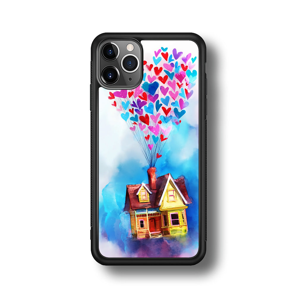 UP Flying House Painting iPhone 11 Pro Max Case-Phone Case-Rubber Black (2D Case)-Altracase