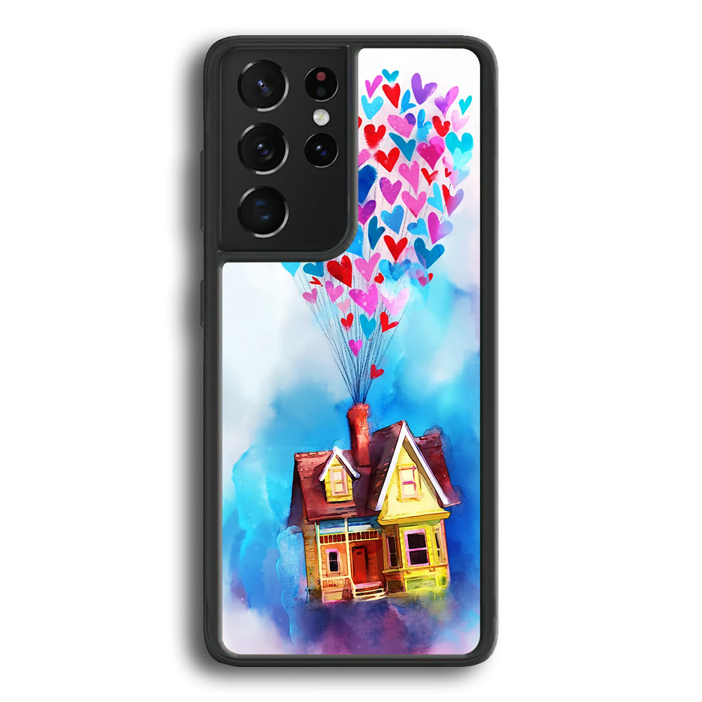 UP Flying House Painting Samsung Galaxy S21 Ultra Case-Phone Case-Rubber Black (2D Case)-Altracase