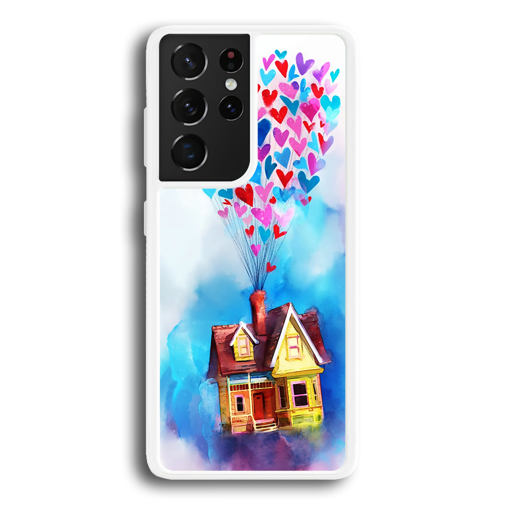 UP Flying House Painting Samsung Galaxy S21 Ultra Case-Phone Case-Rubber White (2D Case)-Altracase