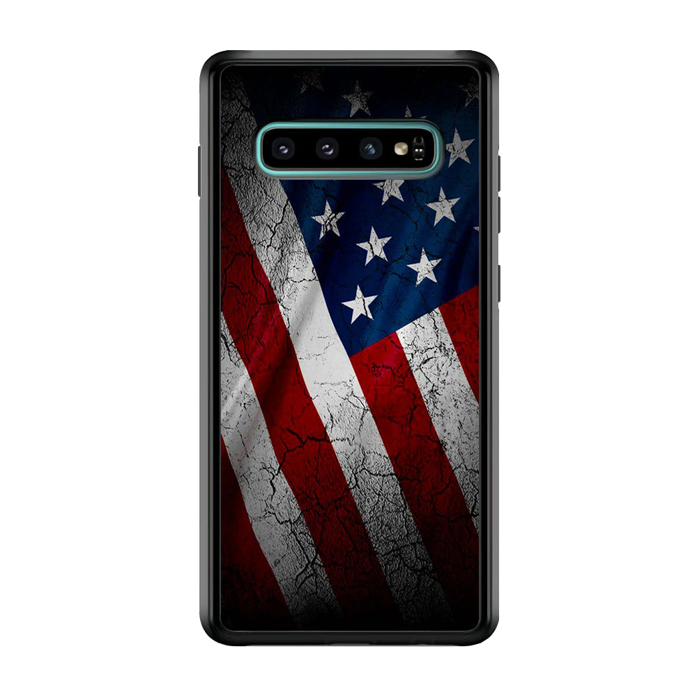 USA Flag 001 Samsung Galaxy S10 Case-Phone Case-Rubber Black (2D Case)-Altracase