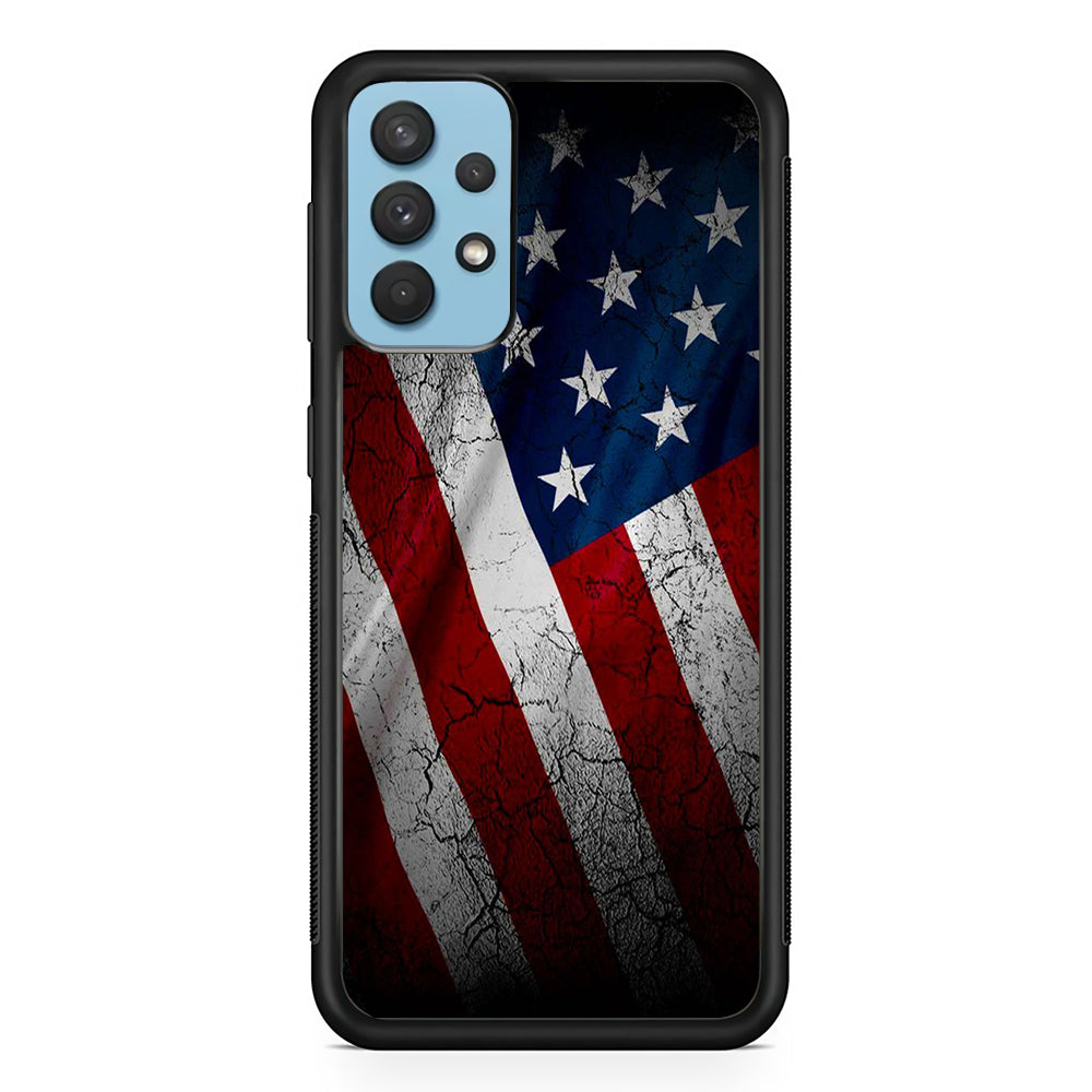 USA Flag 001 Samsung Galaxy A32 Case-Phone Case-Rubber Black (2D Case)-Altracase