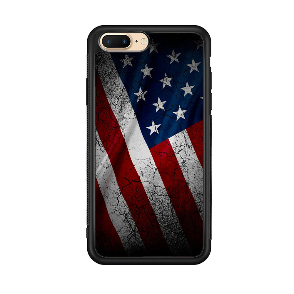 USA Flag 001 iPhone 8 Plus Case-Phone Case-Rubber Black (2D Case)-Altracase