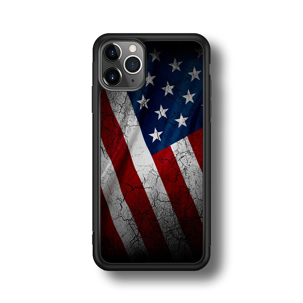 USA Flag 001 iPhone 11 Pro Max Case-Phone Case-Rubber Black (2D Case)-Altracase