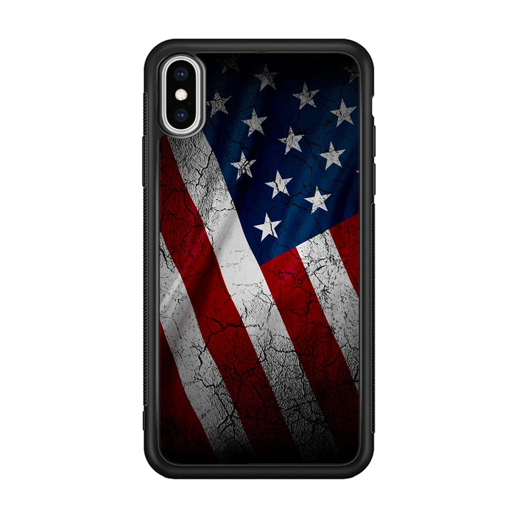 USA Flag 001 iPhone Xs Case-Phone Case-Rubber Black (2D Case)-Altracase