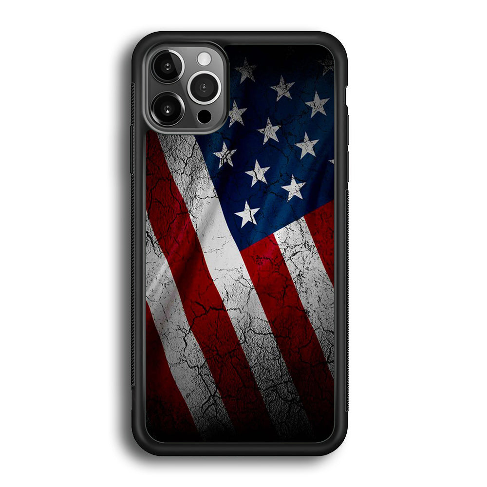 USA Flag 001 iPhone 12 Pro Max Case-Phone Case-Rubber Black (2D Case)-Altracase