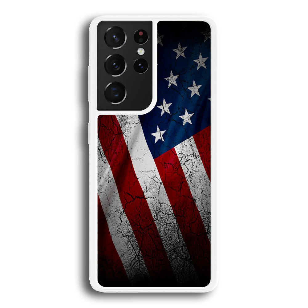 USA Flag 001 Samsung Galaxy S21 Ultra Case-Phone Case-Rubber White (2D Case)-Altracase