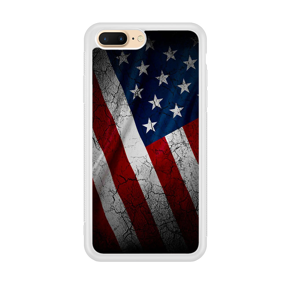 USA Flag 001 iPhone 8 Plus Case-Phone Case-Rubber White (2D Case)-Altracase