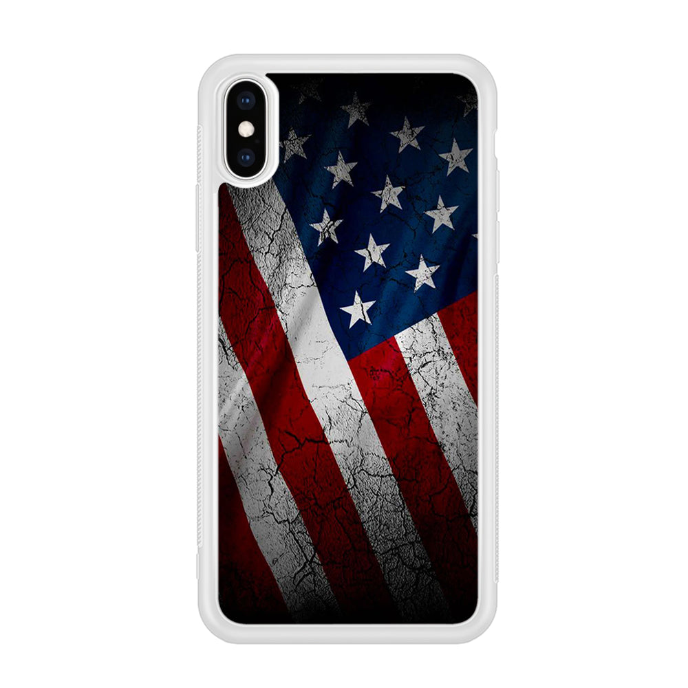 USA Flag 001 iPhone Xs Case-Phone Case-Rubber White (2D Case)-Altracase