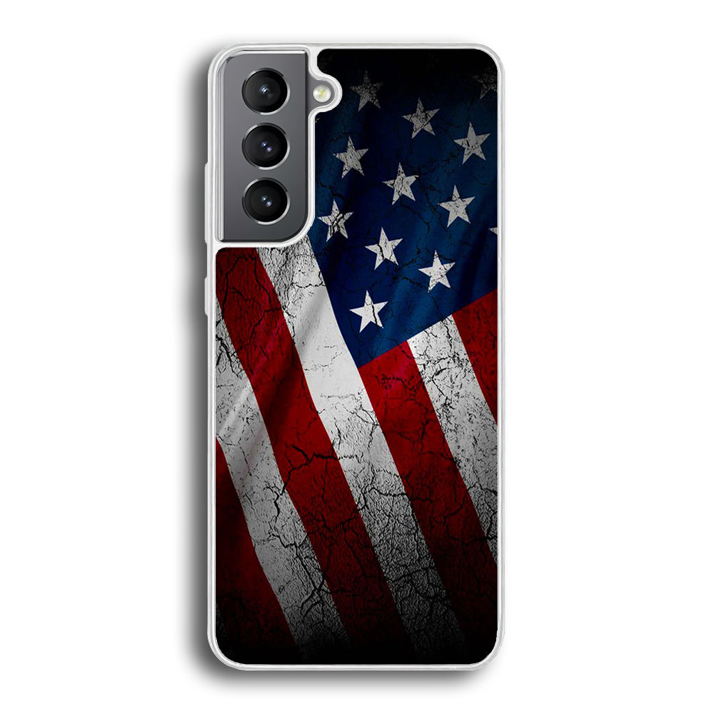USA Flag 001 Samsung Galaxy S24 Case-Phone Case-Rubber White (2D Case)-Altracase