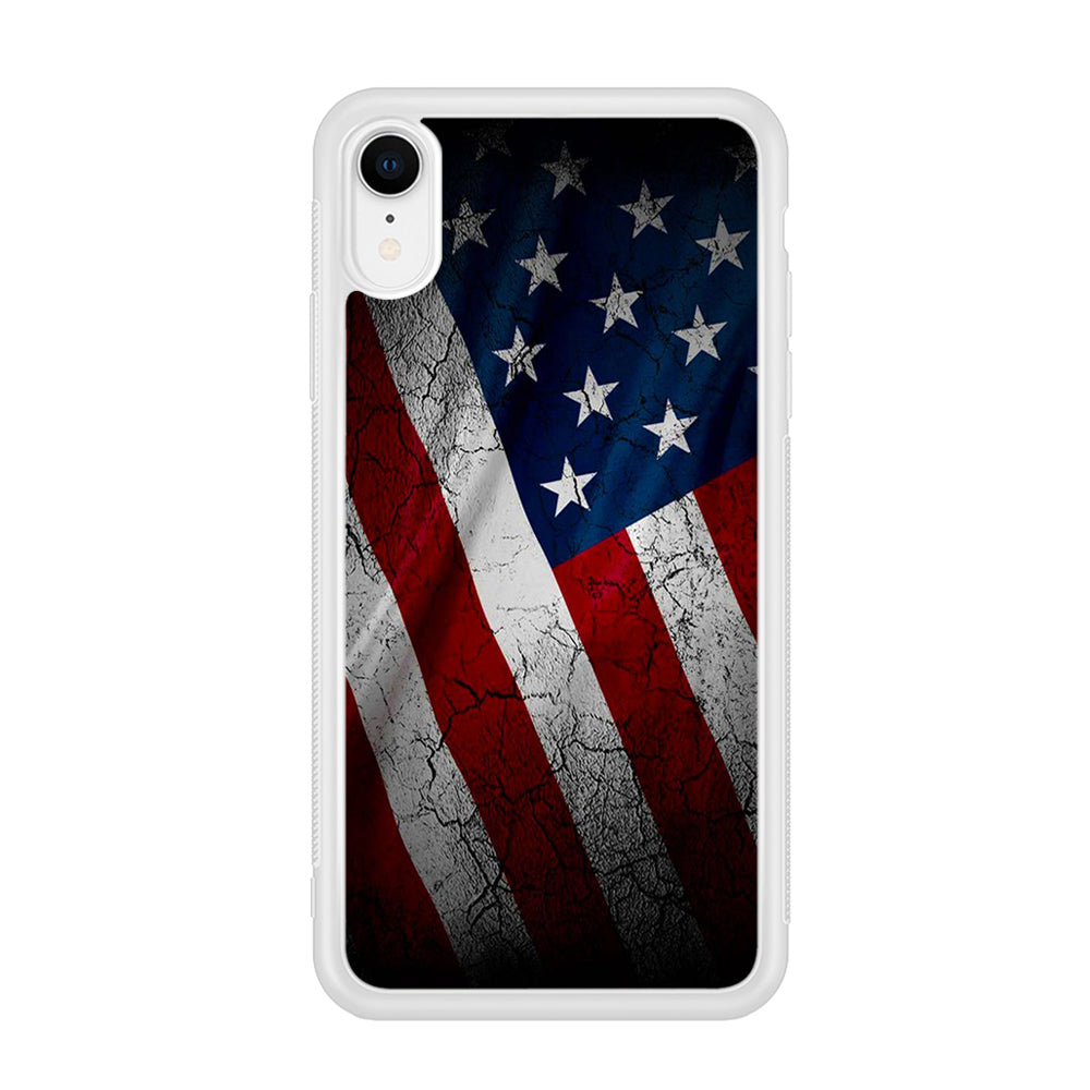 USA Flag 001 iPhone XR Case-Phone Case-Rubber White (2D Case)-Altracase
