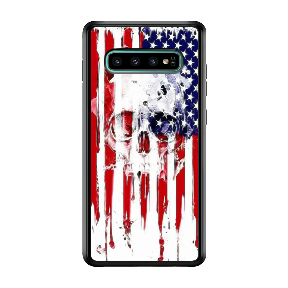 USA Flag Skull Samsung Galaxy S10 Case-Phone Case-Rubber Black (2D Case)-Altracase