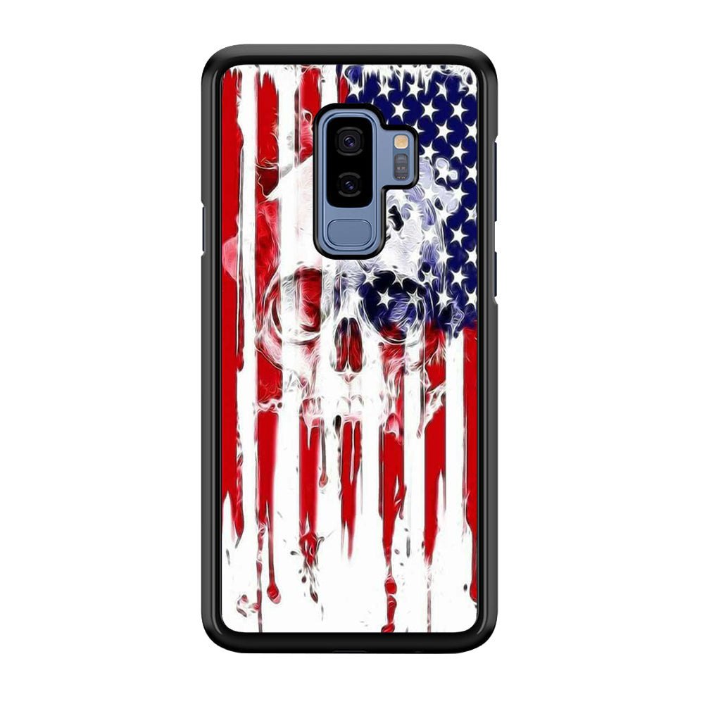 USA Flag Skull Samsung Galaxy S9 Plus Case-Phone Case-Rubber Black (2D Case)-Altracase