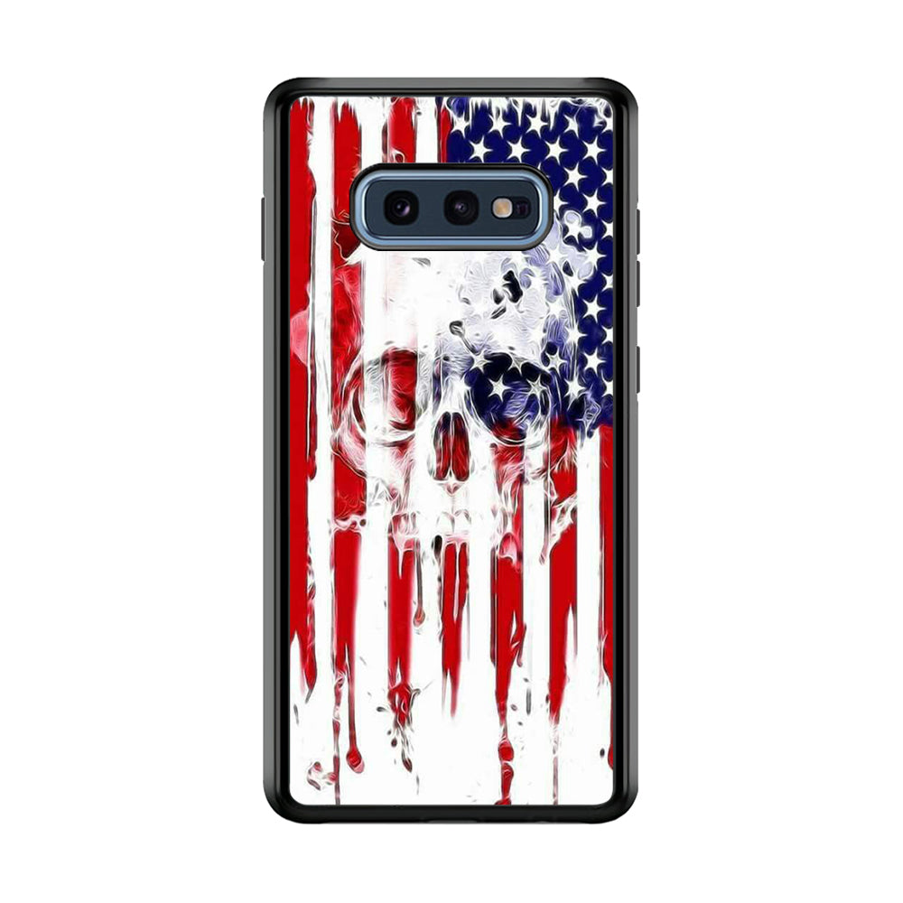 USA Flag Skull Samsung Galaxy S10E Case-Phone Case-Rubber Black (2D Case)-Altracase