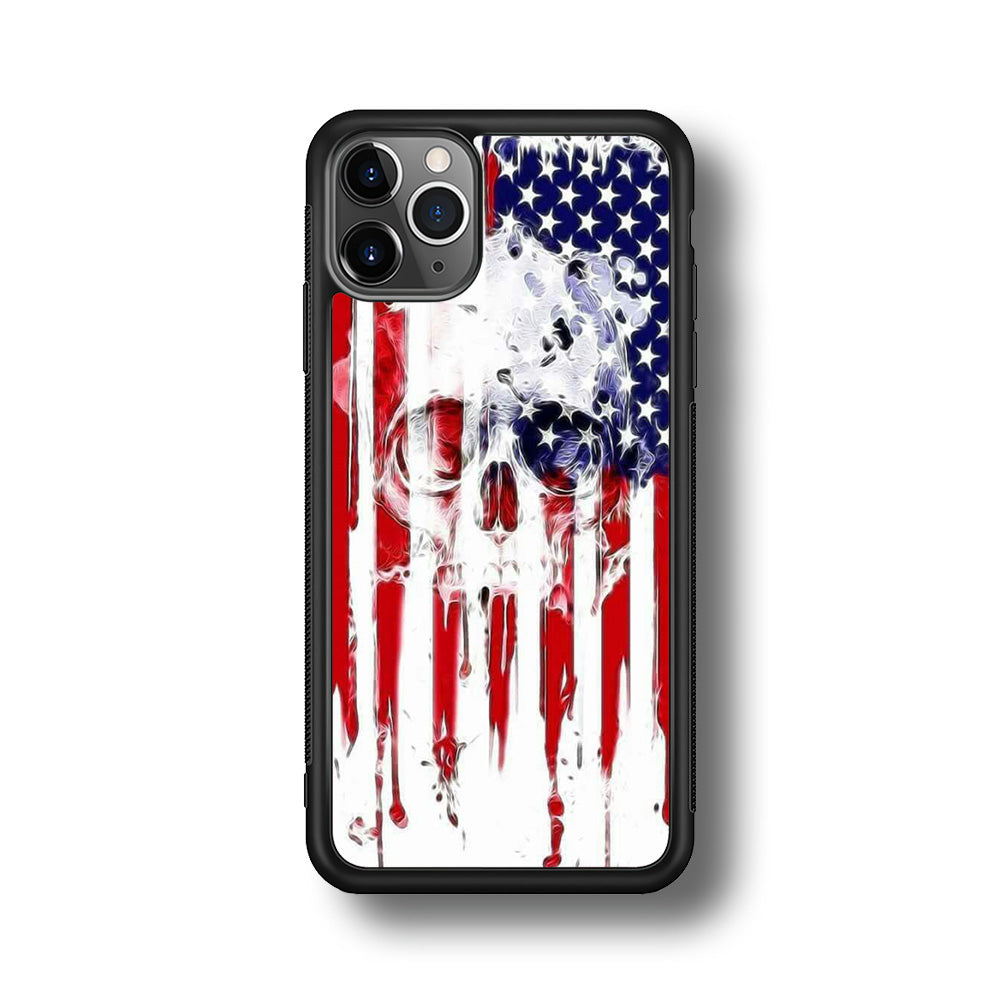 USA Flag Skull iPhone 11 Pro Max Case-Phone Case-Rubber Black (2D Case)-Altracase