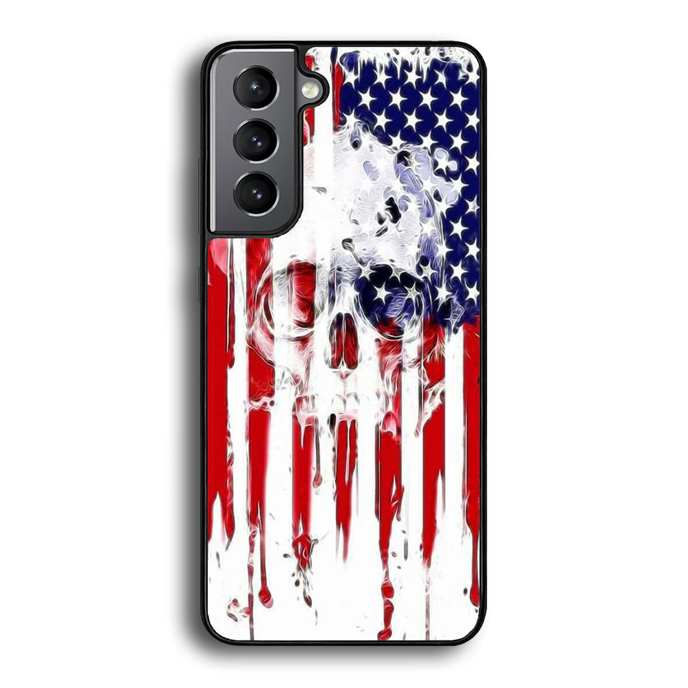 USA Flag Skull Samsung Galaxy S24 Case-Phone Case-Rubber Black (2D Case)-Altracase