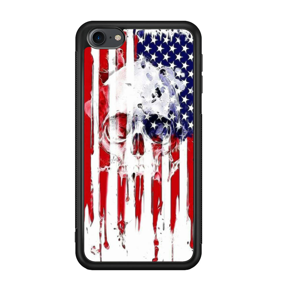USA Flag Skull iPod Touch 6 Case-Phone Case-Rubber White (2D Case)-Altracase