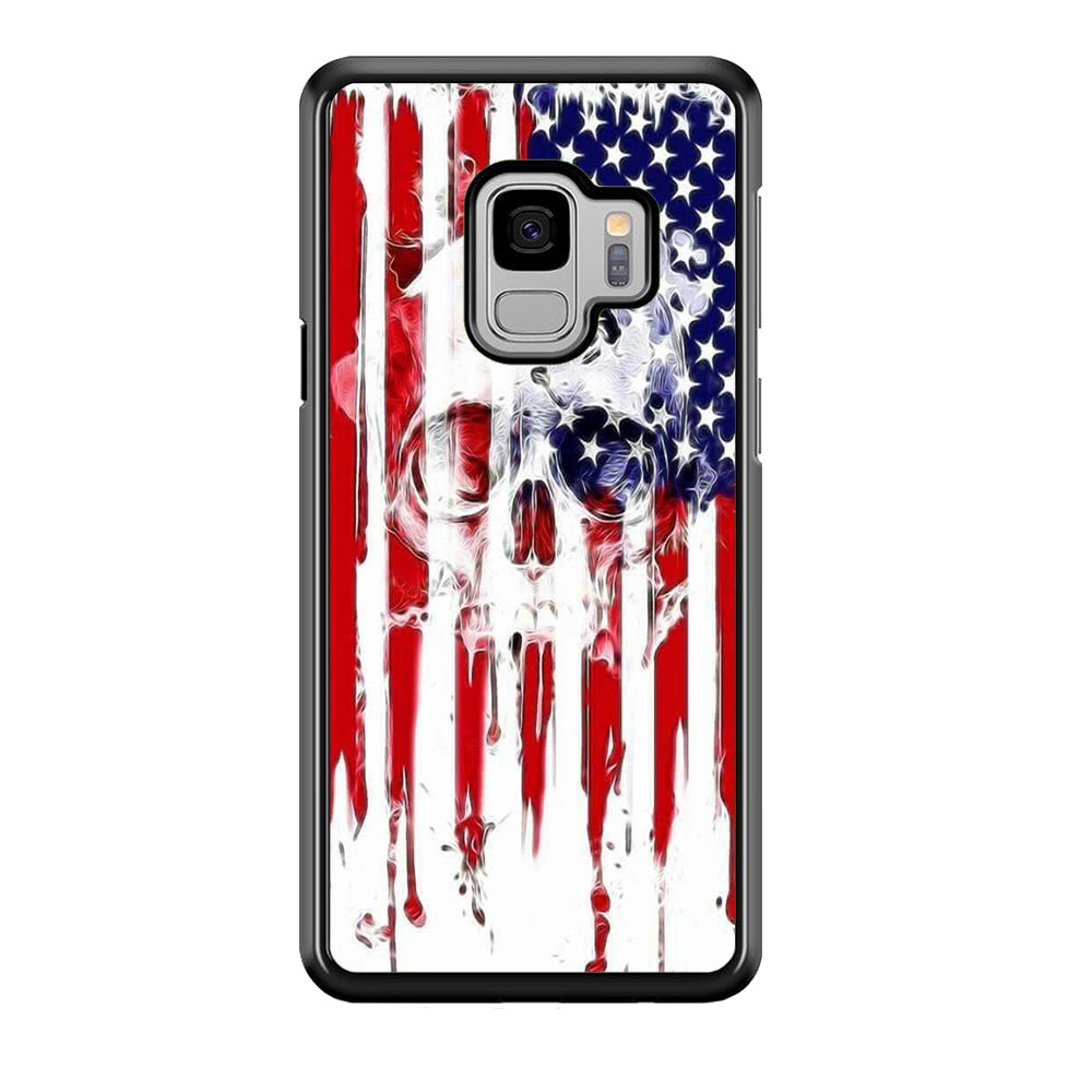 USA Flag Skull Samsung Galaxy S9 Case-Phone Case-Rubber Black (2D Case)-Altracase