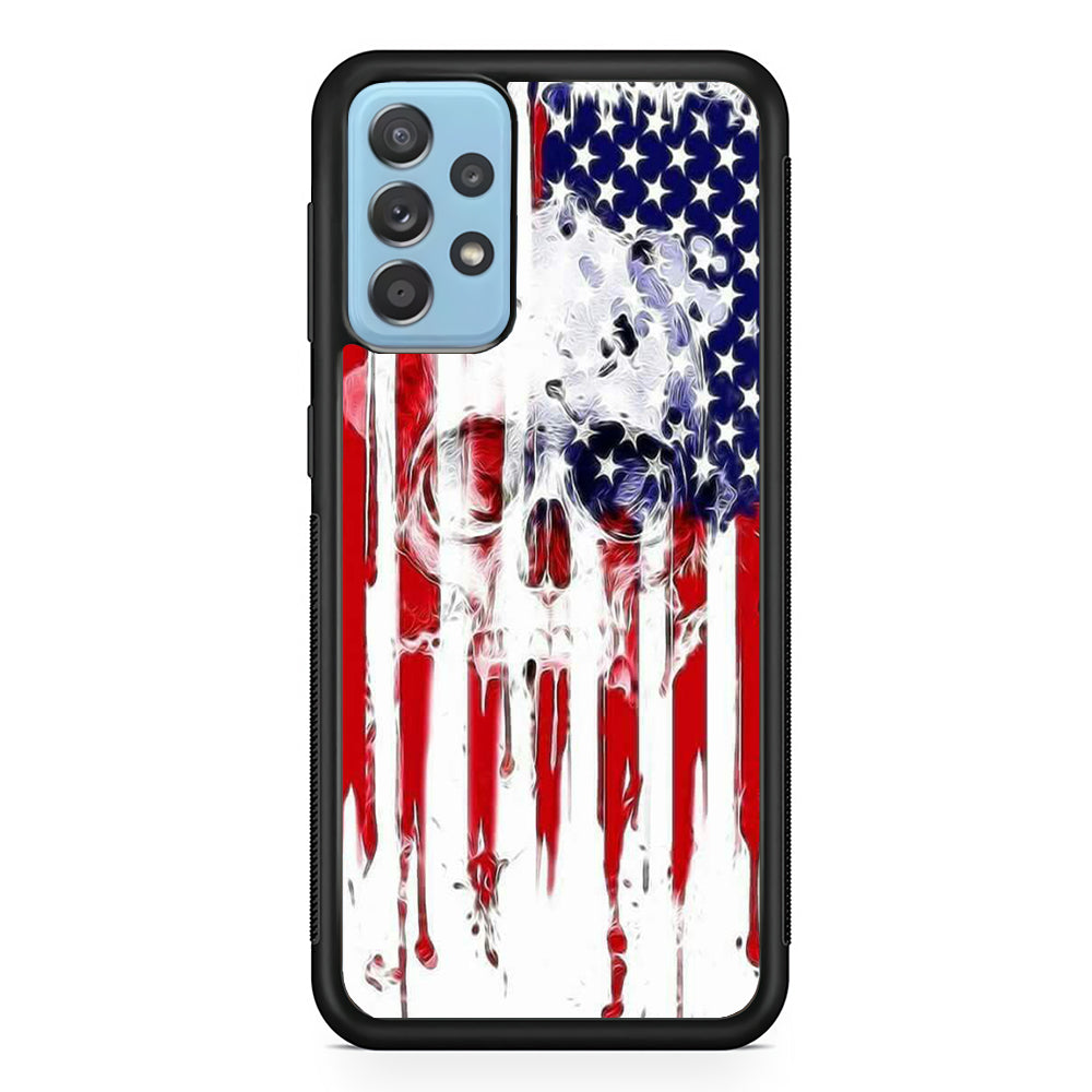USA Flag Skull Samsung Galaxy A72 Case-Phone Case-Rubber Black (2D Case)-Altracase