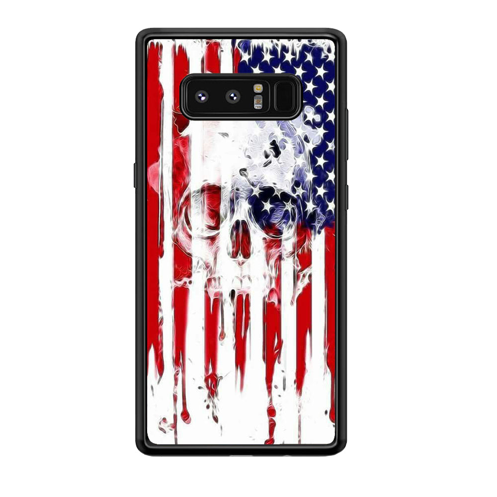 USA Flag Skull Samsung Galaxy Note 8 Case-Phone Case-Rubber Black (2D Case)-Altracase