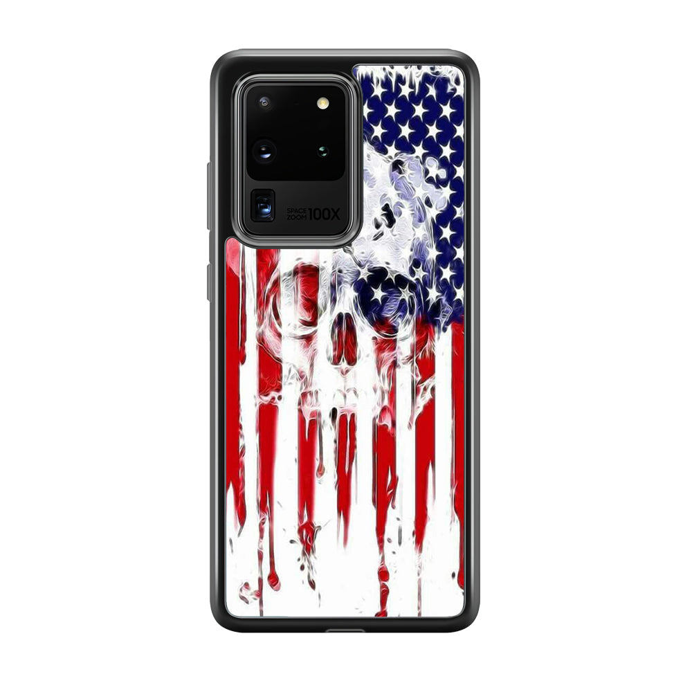 USA Flag Skull Samsung Galaxy S20 Ultra Case-Phone Case-Tempered Glass Case-Altracase