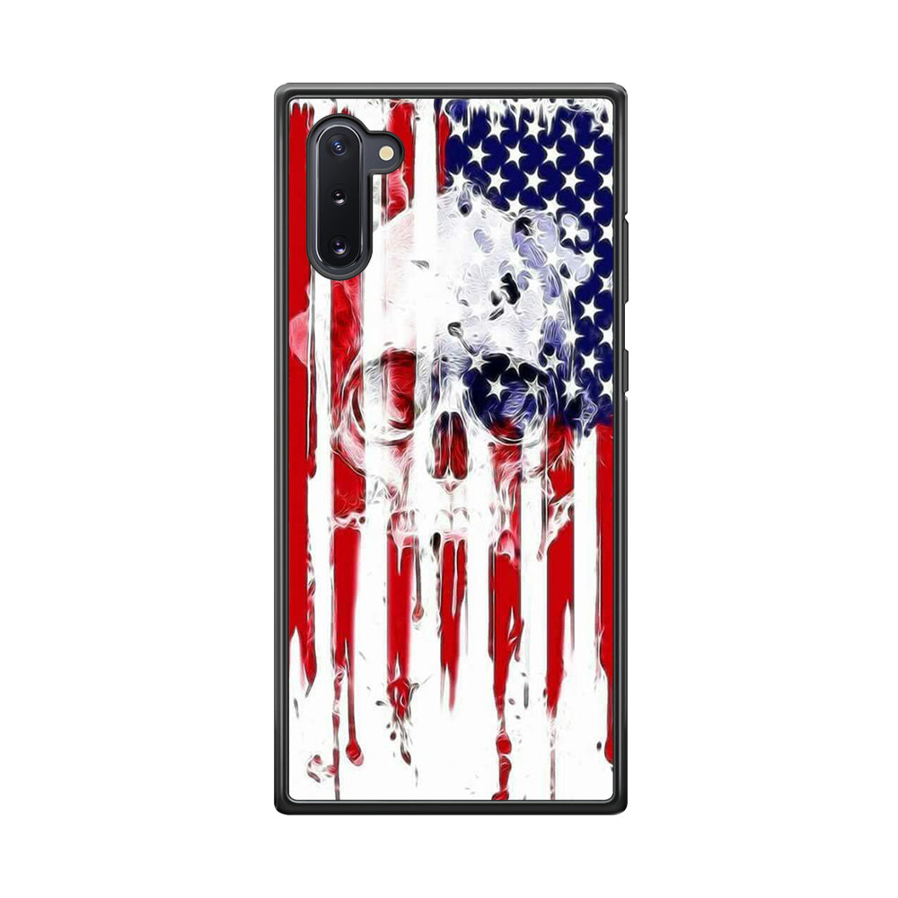 USA Flag Skull Samsung Galaxy Note 10 Case-Phone Case-Rubber Black (2D Case)-Altracase