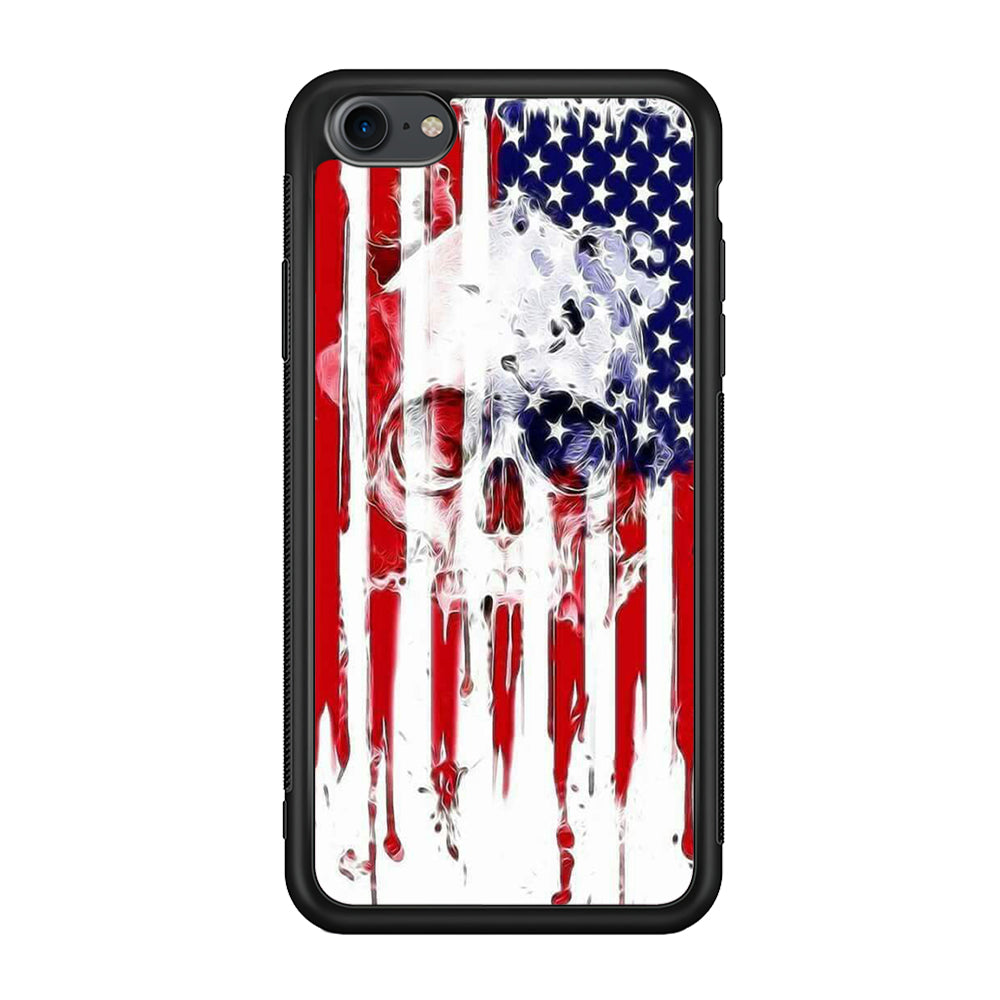 USA Flag Skull iPhone SE 2020 Case-Phone Case-Rubber Black (2D Case)-Altracase